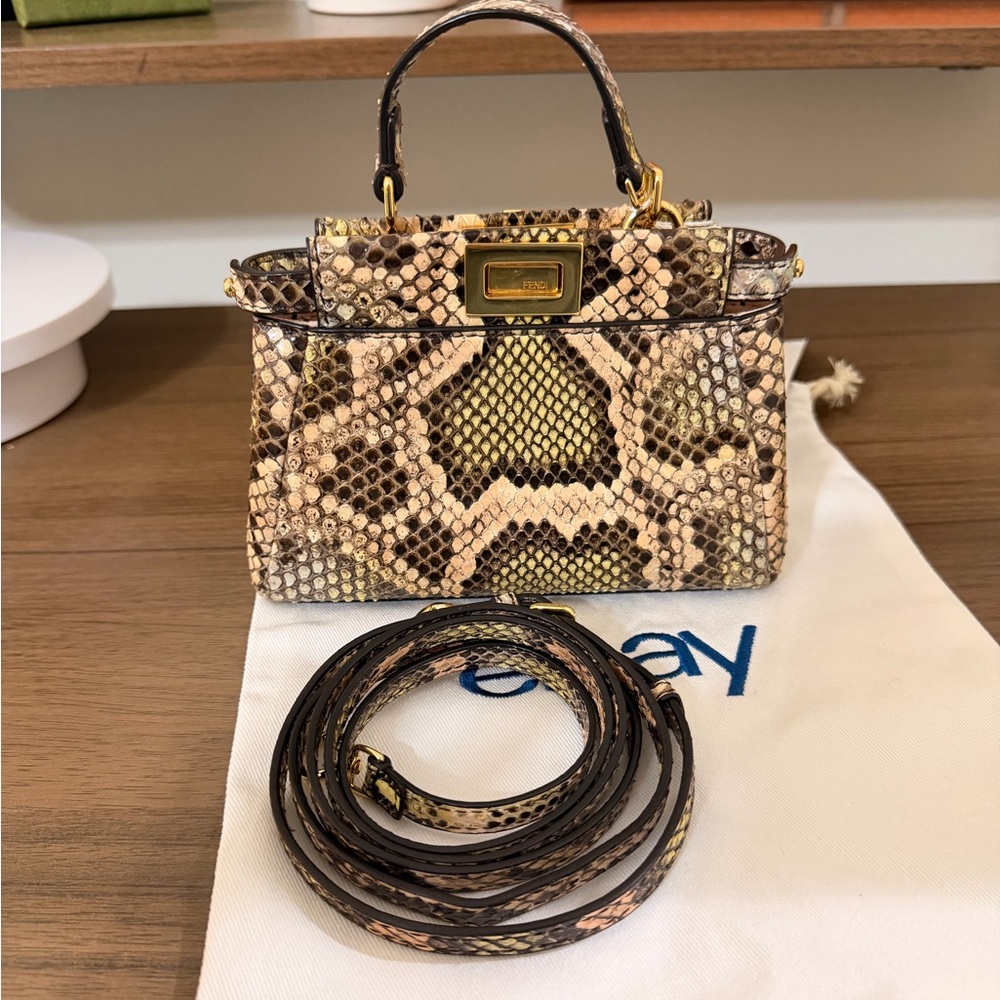 Multi-color FENDI Micro Python Peekaboo GHW Crossbody Shoulder Bag - Picture 3 of 13